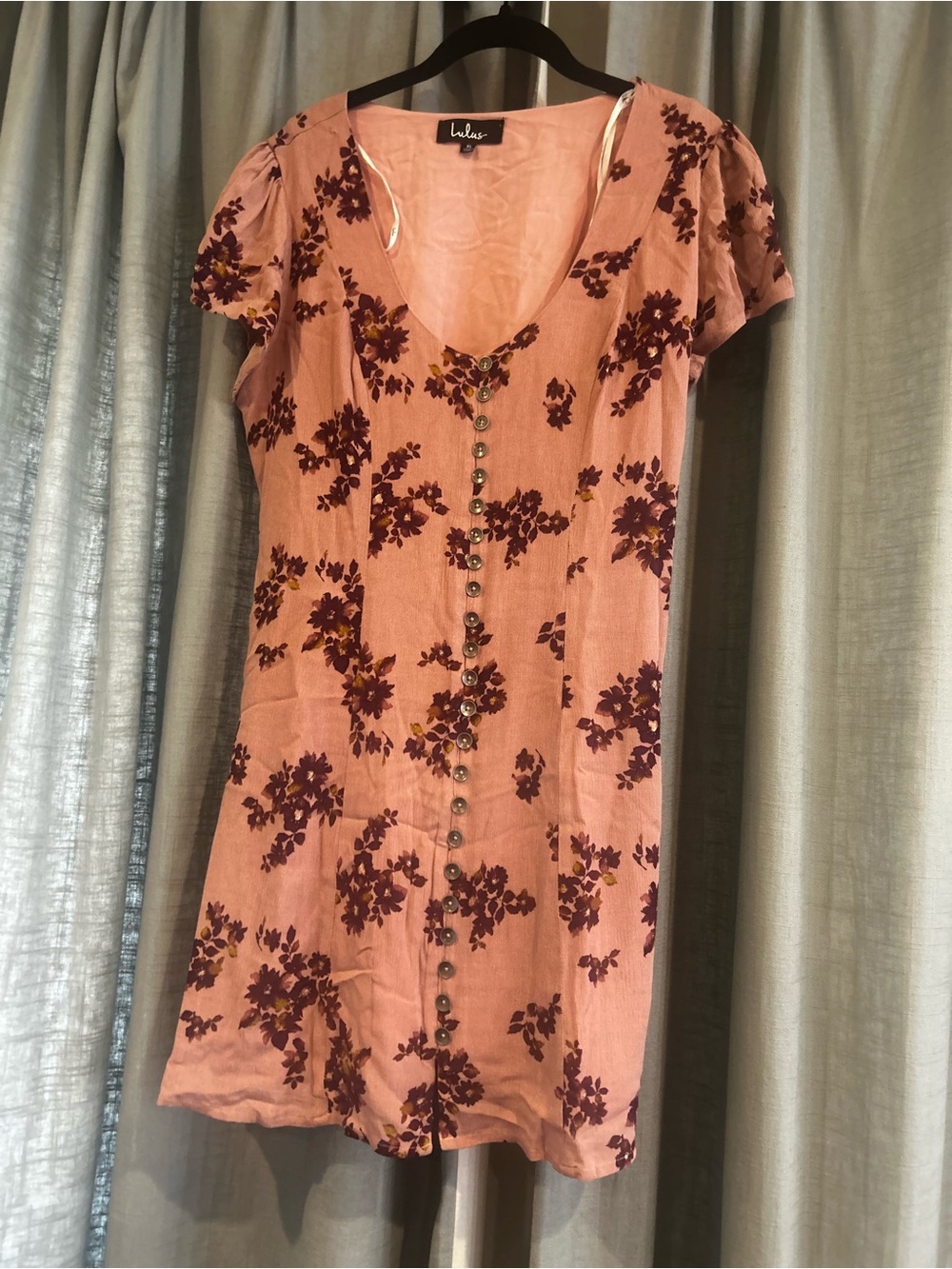 Lulu's Peach-Pink Floral Button-Front Tunic